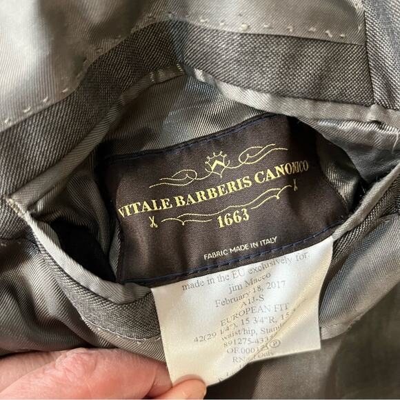 Vitale Barberis Canonico Wool two button blazer gray - 42 - Picture 9 of 12